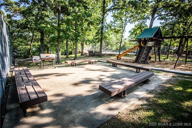 community play area featuring fence