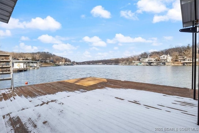 dock area featuring a water view