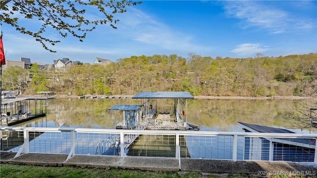 view of dock featuring a water view