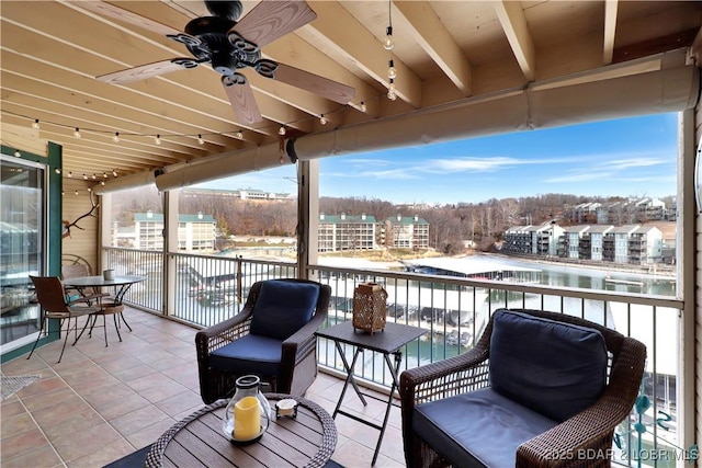 deck featuring ceiling fan