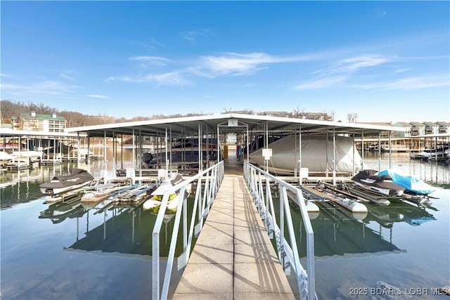 dock area featuring a water view