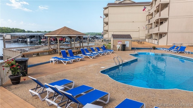 community pool with a water view