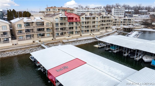 dock area with a water view