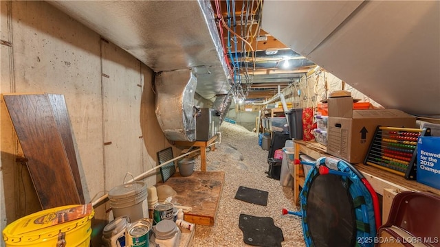 interior space with heating unit and carpet floors