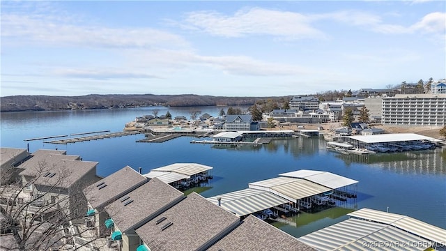 dock area featuring a water view