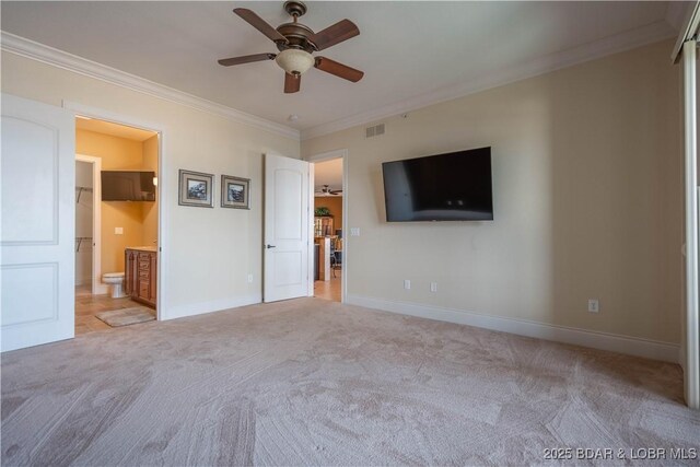 1184 Jeffries Rd Unit 416, Osage Beach, MO 65065 - unfurnished bedroom featuring ornamental molding, visible vents, light carpet, and baseboards