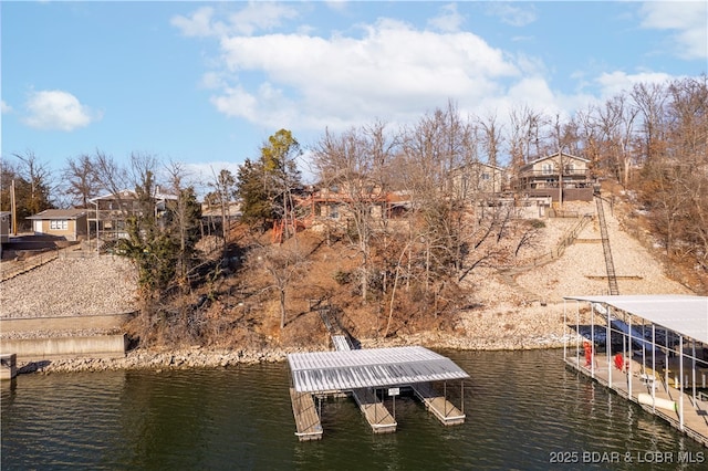 dock area featuring a water view