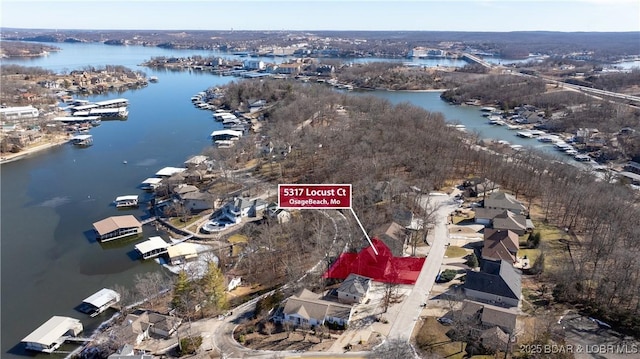 5317 Locust Ct, Osage Beach, MO 65065 - bird's eye view of a nearby body of water and a marina