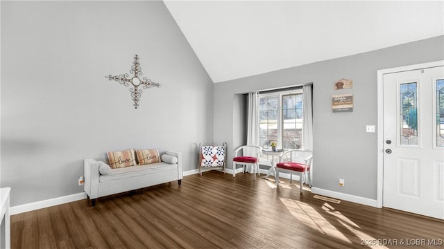5317 Locust Ct, Osage Beach, MO 65065 - entryway with healthy amount of natural light, wood finished floors, baseboards, and high vaulted ceiling