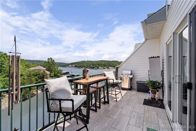 balcony with a water view