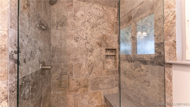 interior details with a shower stall