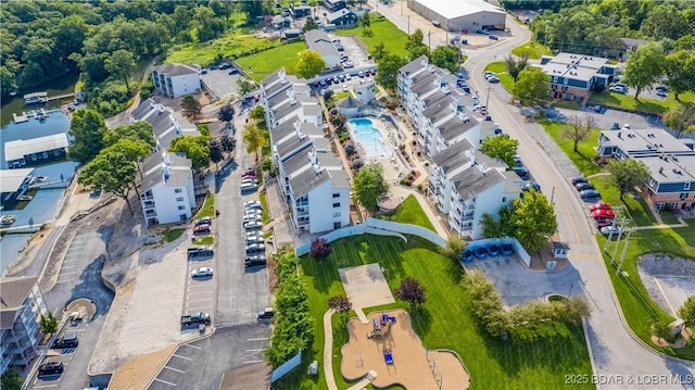 bird's eye view with a residential view