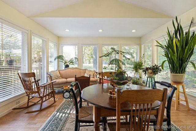 192 Mayfair Dr, Camdenton, MO 65020 - sunroom / solarium with plenty of natural light, vaulted ceiling, wood finished floors, recessed lighting, and baseboards