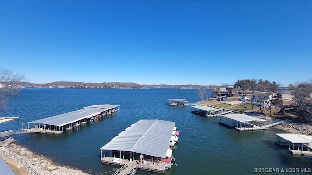 dock area featuring a water view