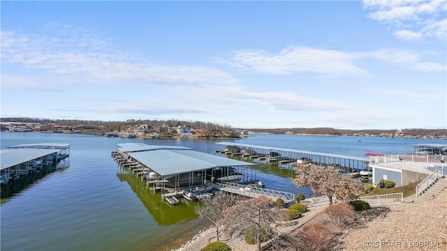 property view of water featuring a floating dock