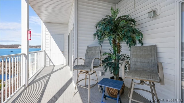 balcony with a water view