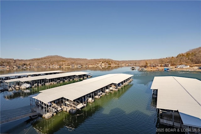 view of dock featuring a water view