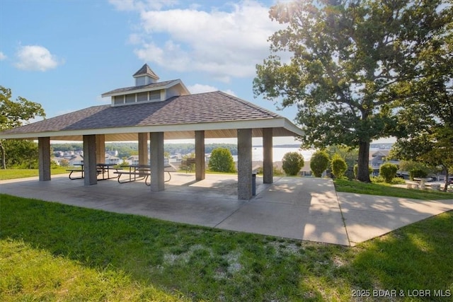 view of home's community with a gazebo and a lawn