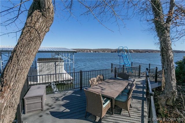 view of dock featuring a water view