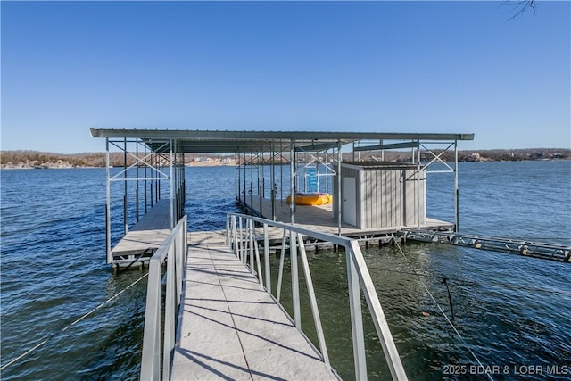 dock area featuring a water view