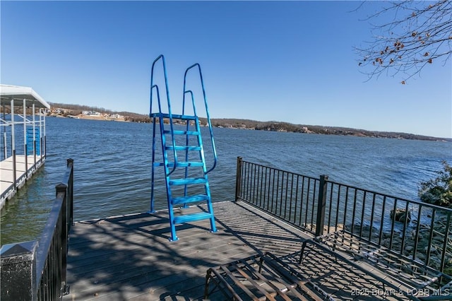 view of dock featuring a water view