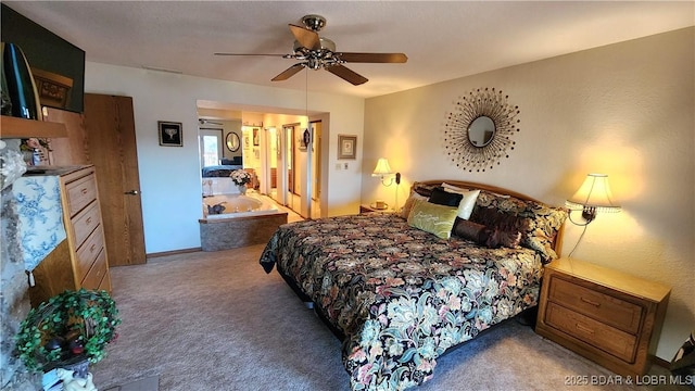 bedroom featuring carpet and ceiling fan