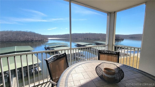 balcony with a water view