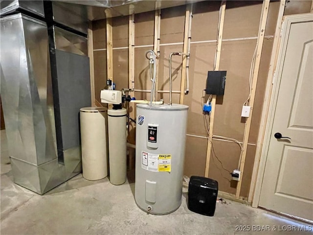 utility room featuring water heater