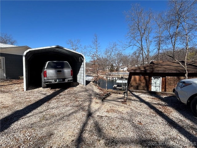 view of parking / parking lot featuring a carport