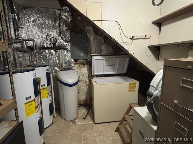 utility room featuring water heater