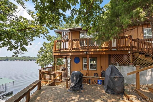 136 Rambling Acres Dr, Gravois Mills, MO 65037 - exterior space with a deck with water view