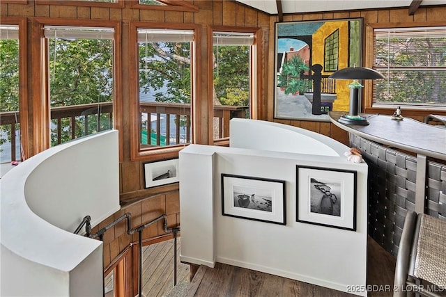 136 Rambling Acres Dr, Gravois Mills, MO 65037 - interior space with wooden walls and wood finished floors