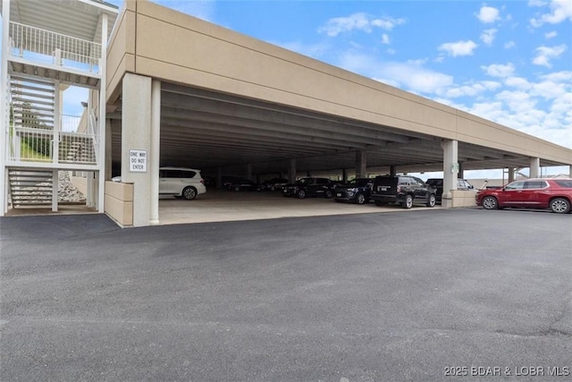 view of covered parking lot