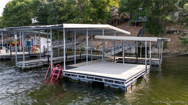 view of dock featuring a water view