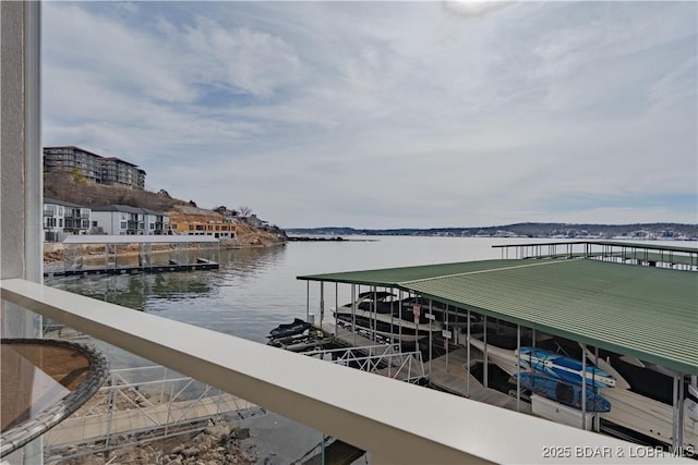 dock area featuring a water view