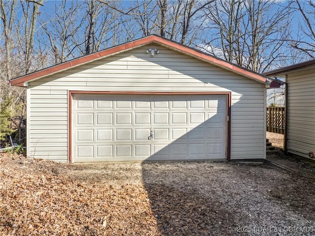 view of detached garage