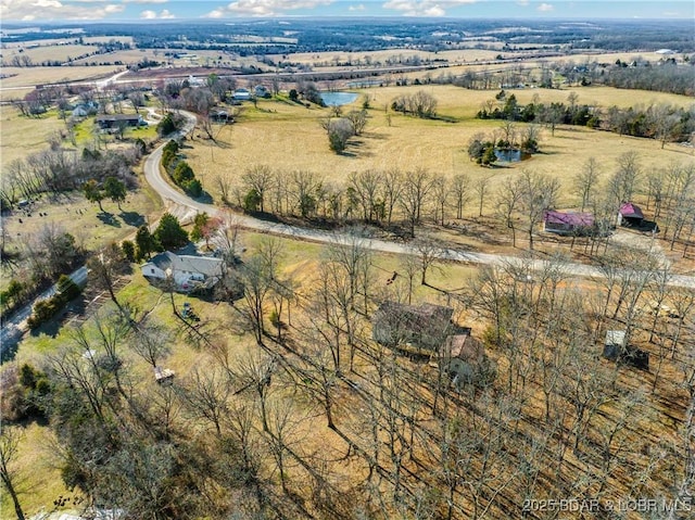 drone / aerial view featuring a rural view