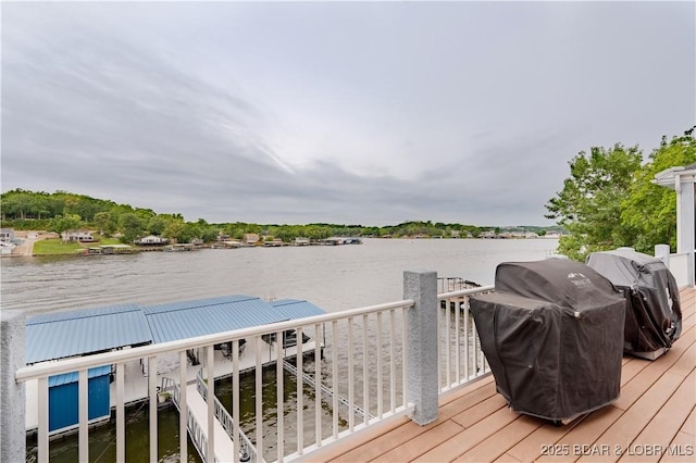 view of dock featuring a water view