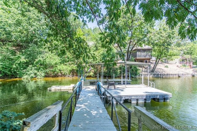 dock area featuring a water view