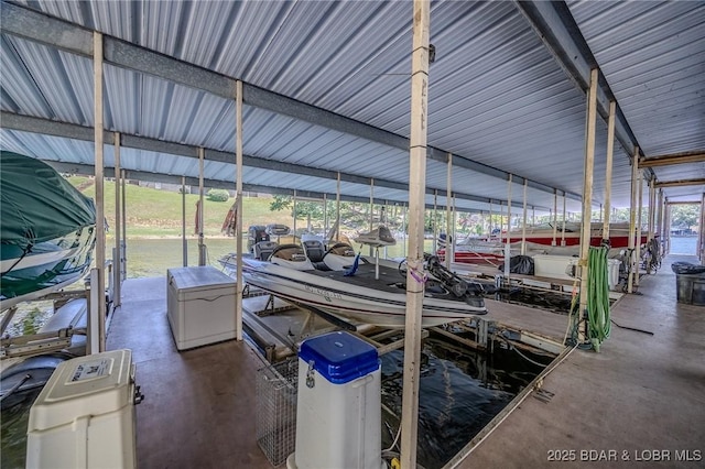 view of dock featuring boat lift