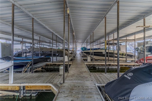 view of dock featuring boat lift