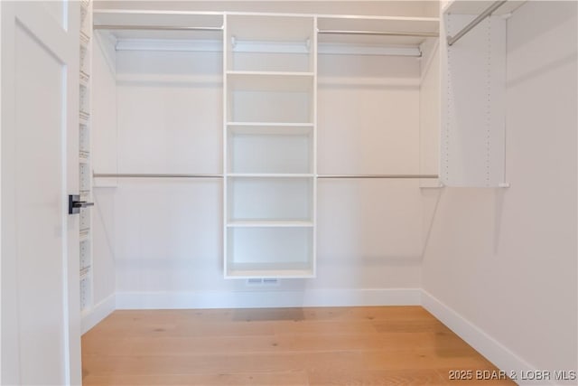 spacious closet featuring light wood-type flooring