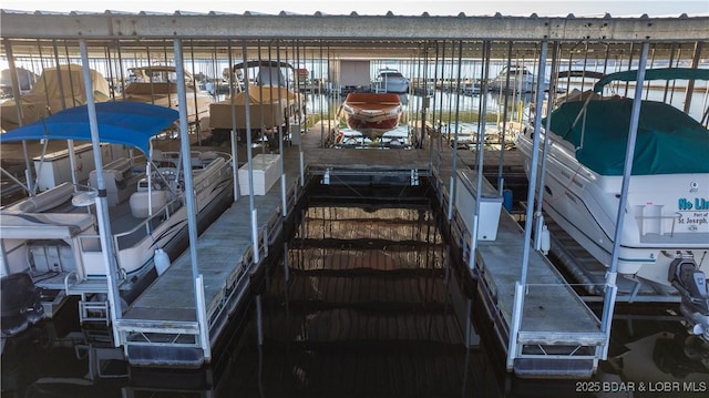 view of dock featuring boat lift