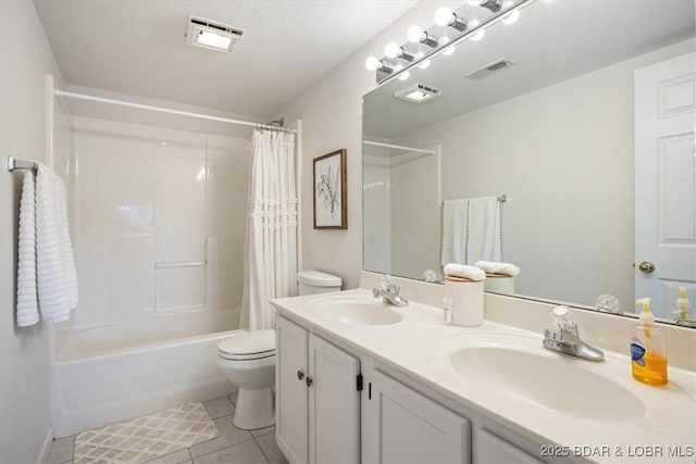 full bathroom with visible vents, a sink, and toilet