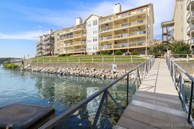 dock area featuring a water view