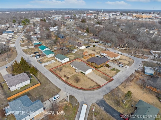 drone / aerial view with a residential view