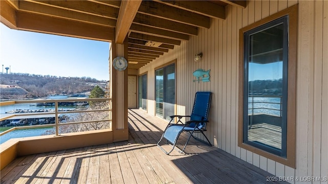 balcony with a water view