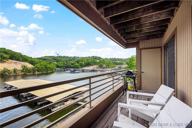 balcony with a water view