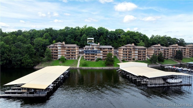 dock area featuring a water view