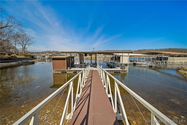 dock area featuring a water view